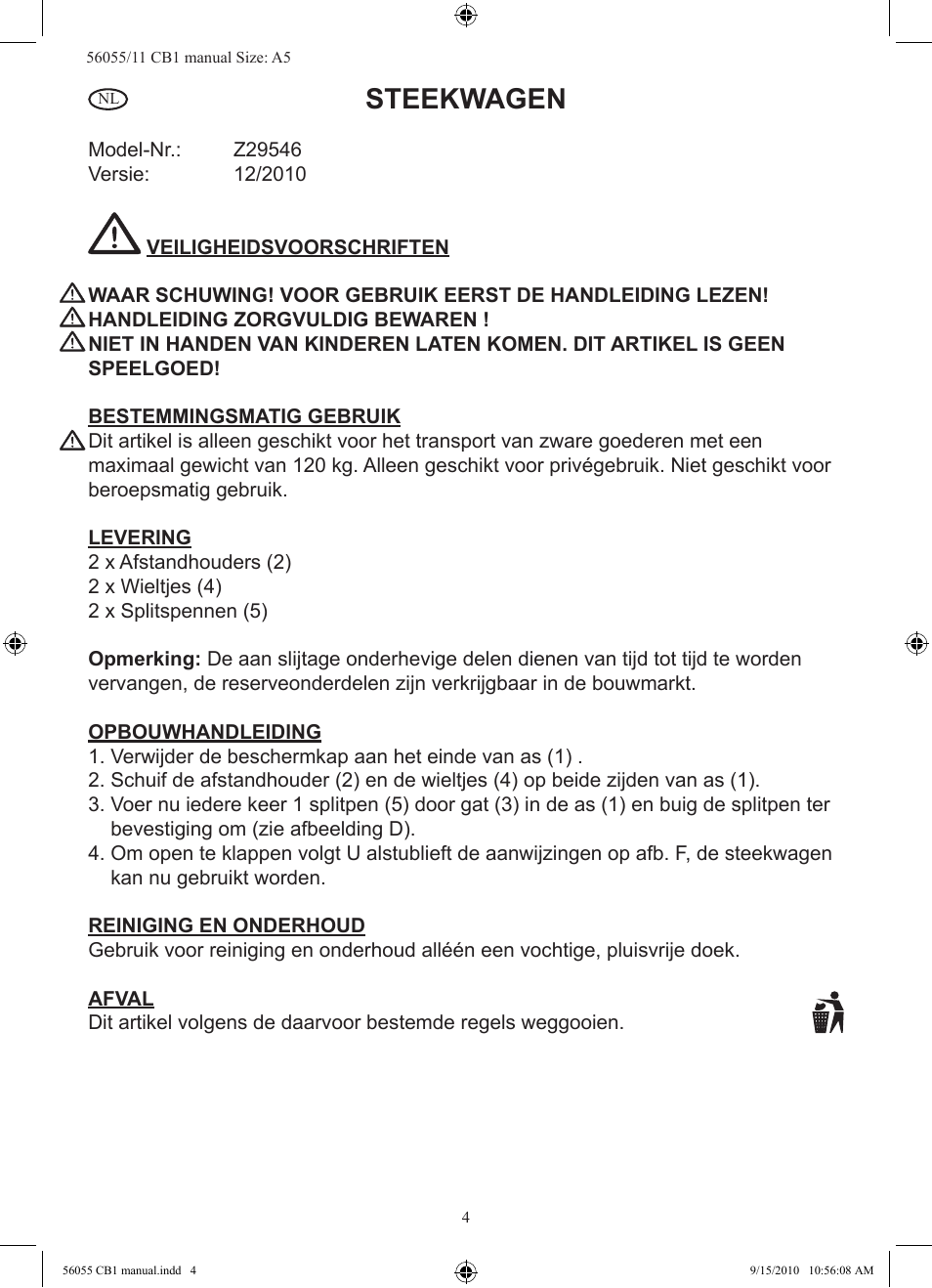 Steekwagen | Powerfix Z29546 User Manual | Page 5 / 6