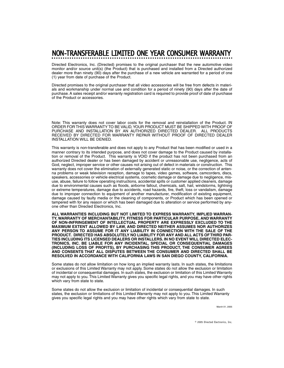 Directed Video TV100 User Manual | Page 2 / 11