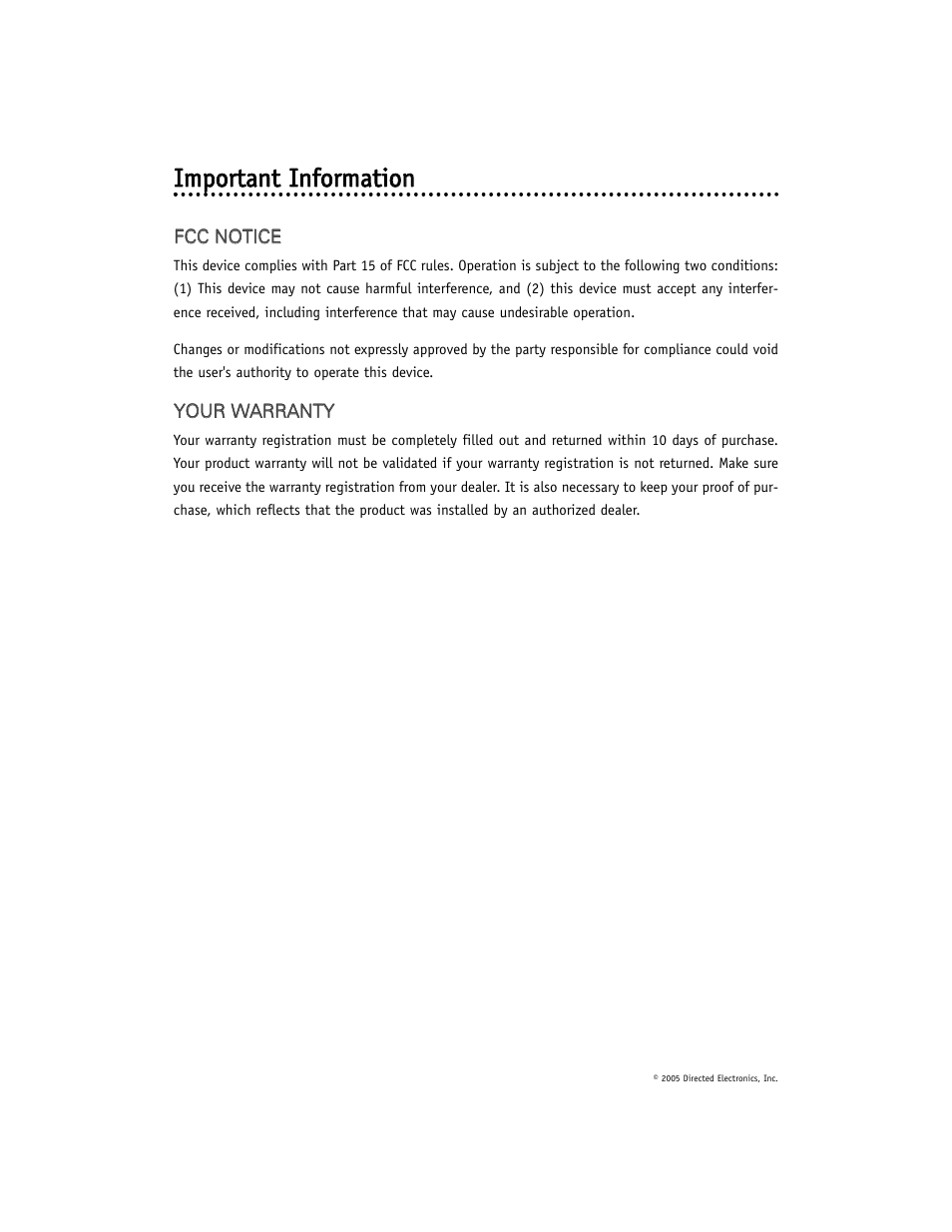 Iim mp po orrttaan ntt iin nffo orrm maattiio on n | Directed Video TV100 User Manual | Page 6 / 11
