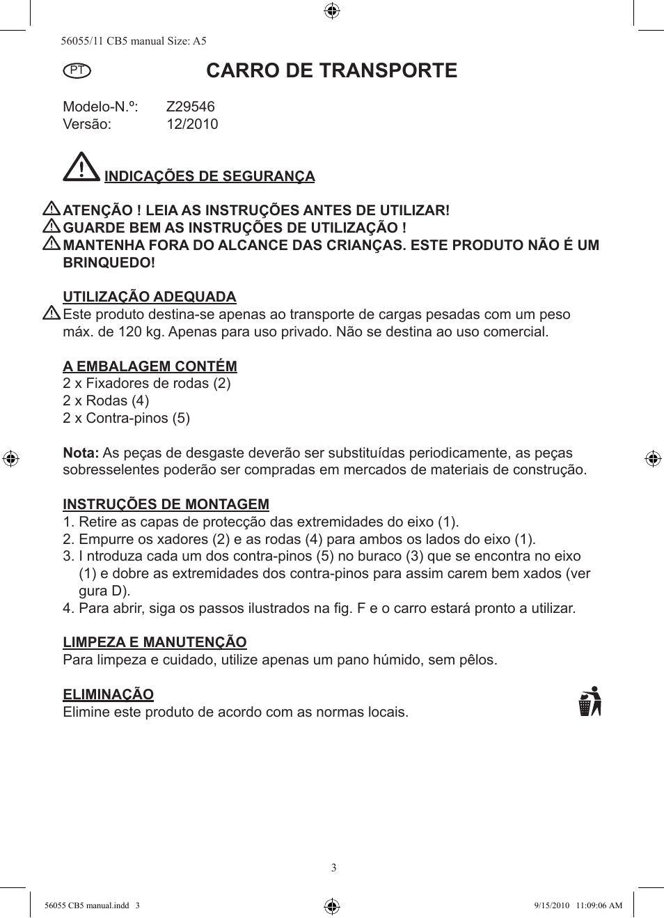 Carro de transporte | Powerfix Z29546 User Manual | Page 4 / 7