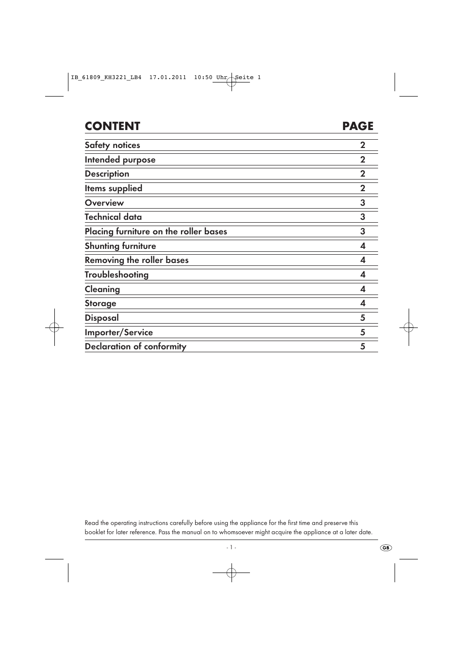 Content page | Powerfix KH 3221 User Manual | Page 3 / 43