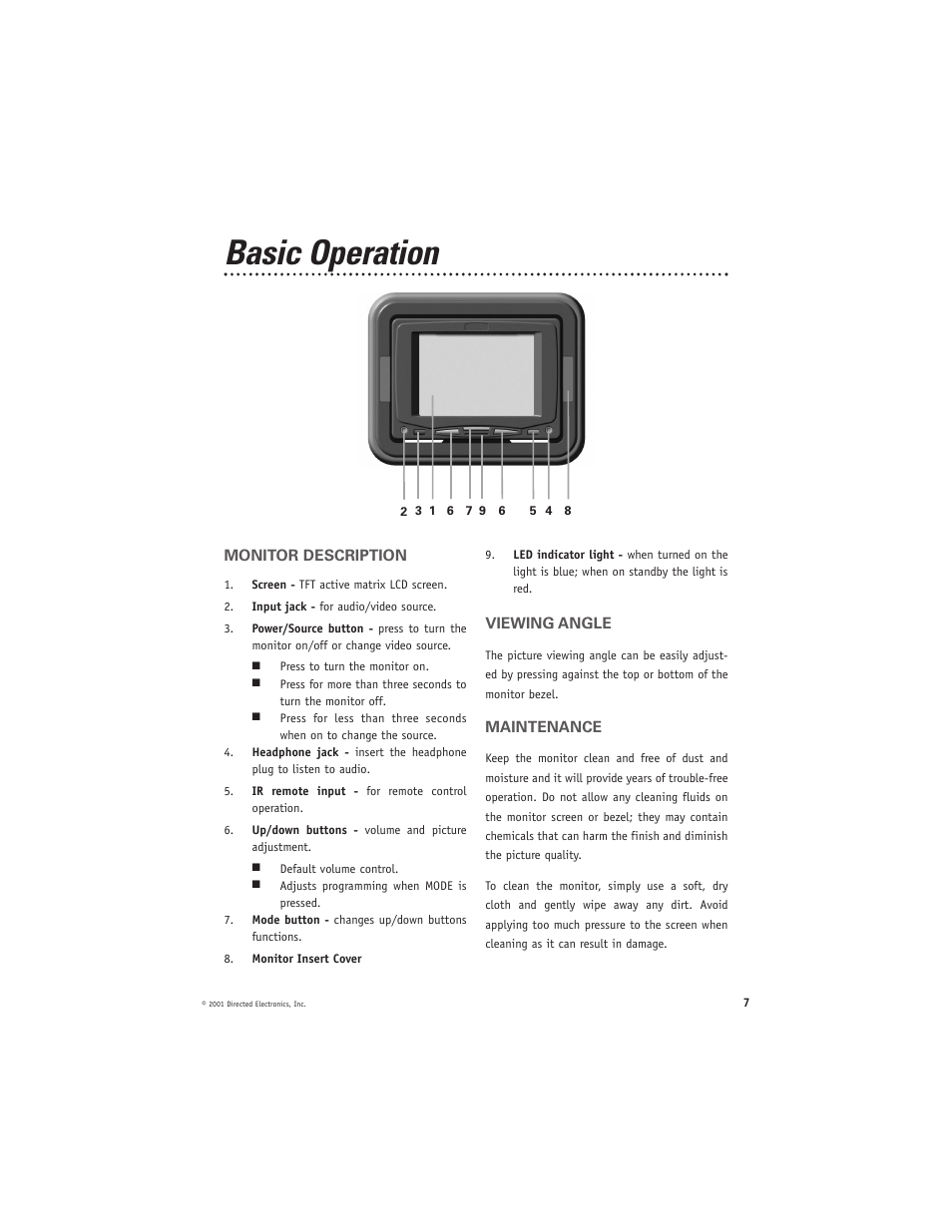 Basic operation | Directed Video HVM500 User Manual | Page 7 / 15