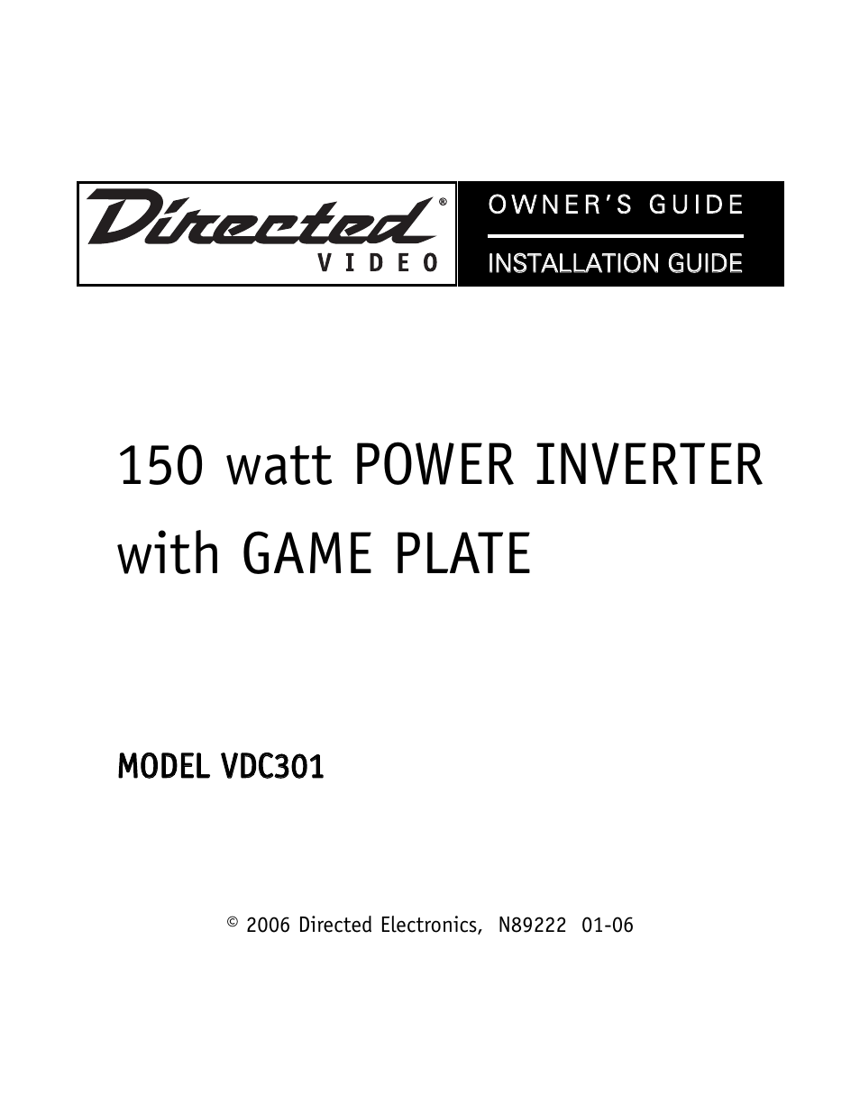 Directed Video VDC301 User Manual | 30 pages