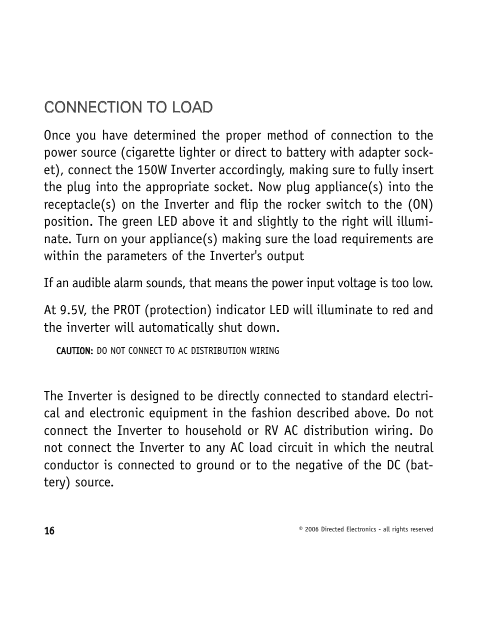 Cco on nn ne ec ct tiio on n t to o l lo oa ad d | Directed Video VDC301 User Manual | Page 16 / 30