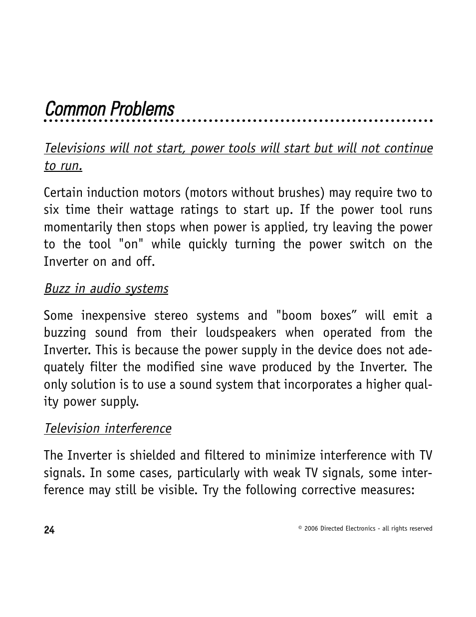 Ccoom mm moonn pprroobblleem mss | Directed Video VDC301 User Manual | Page 24 / 30
