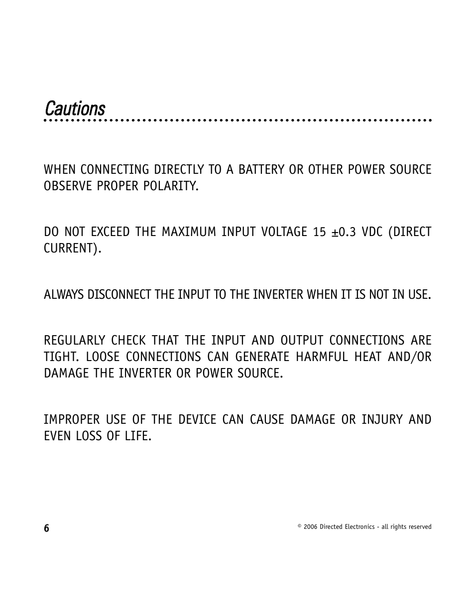 Ccaauuttiioonnss | Directed Video VDC301 User Manual | Page 6 / 30