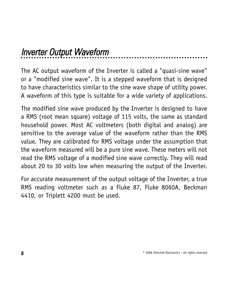 Iinnvveerrtteerr o ouuttppuutt w waavveeffoorrm m | Directed Video VDC301 User Manual | Page 8 / 30