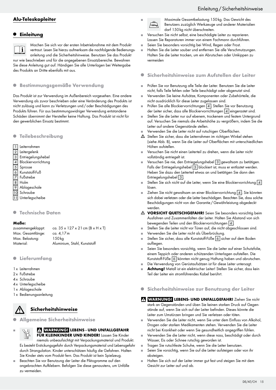 Einleitung / sicherheitshinweise | Powerfix Z29835 User Manual | Page 15 / 19