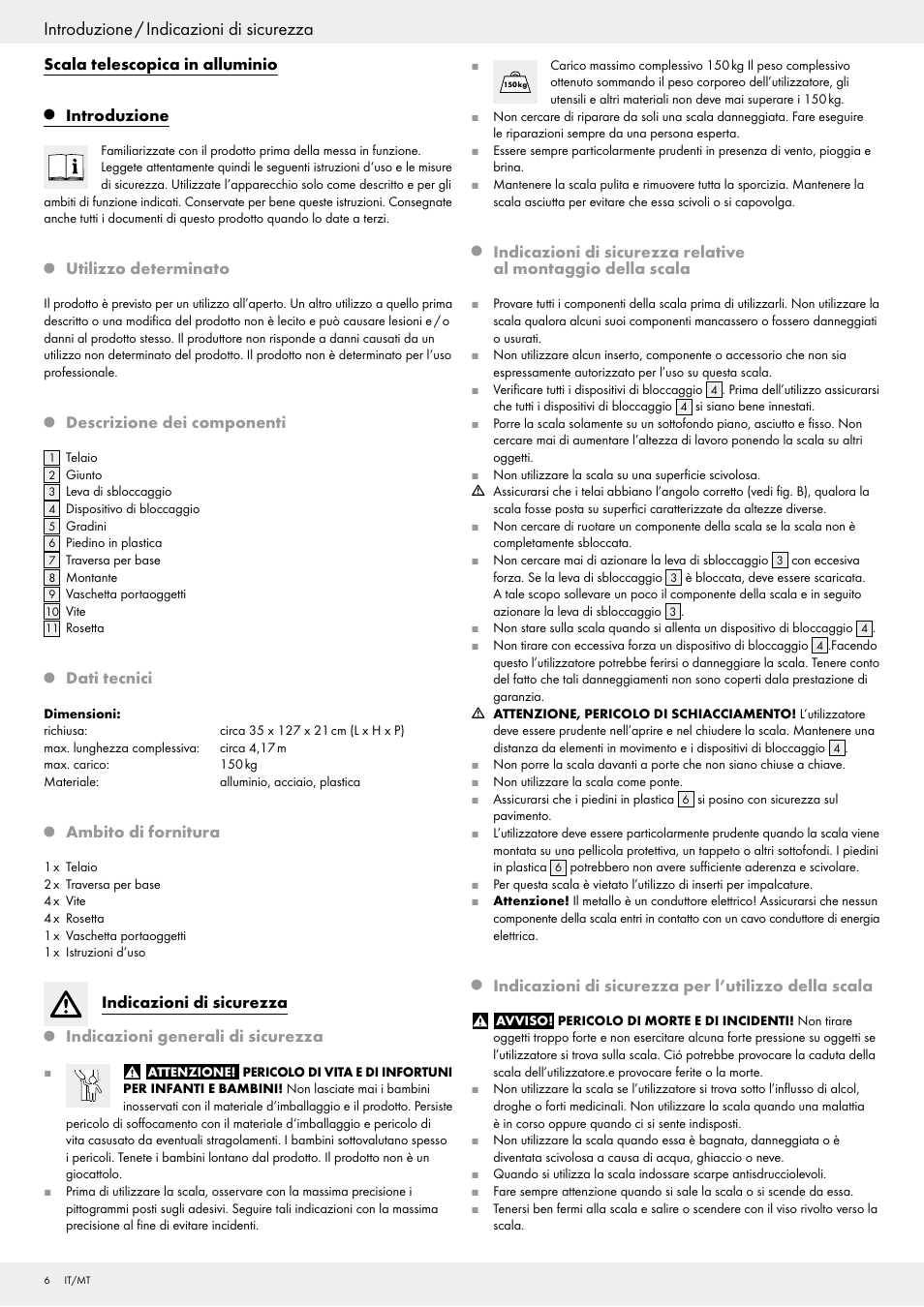 Introduzione / indicazioni di sicurezza | Powerfix Z29835 User Manual | Page 6 / 19