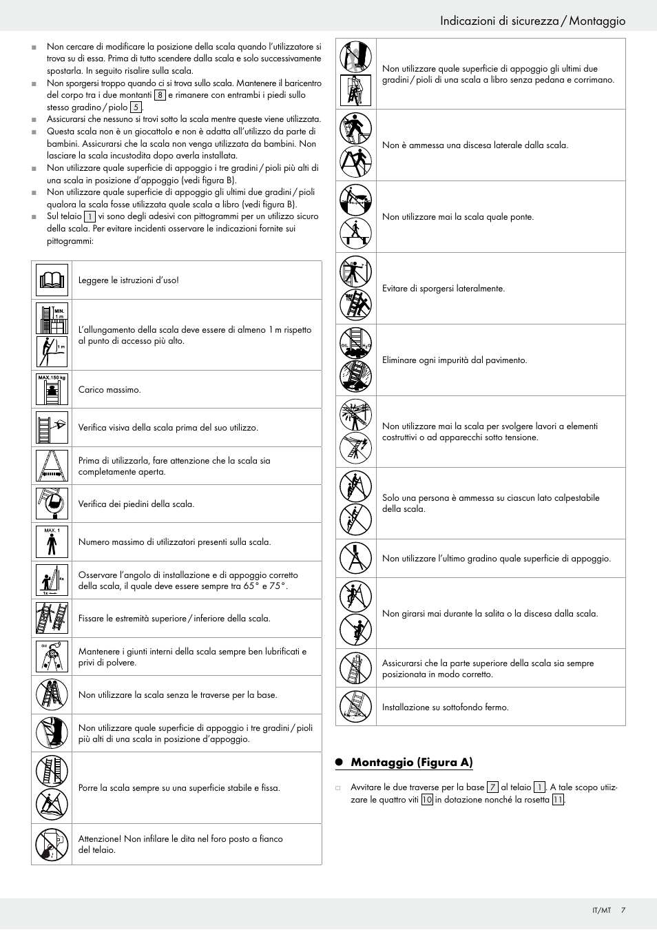 Indicazioni di sicurezza / montaggio | Powerfix Z29835 User Manual | Page 7 / 19