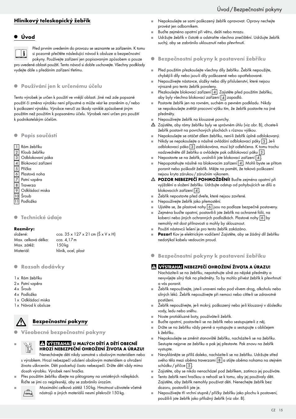 Úvod / bezpečnostní pokyny | Powerfix Z29835 User Manual | Page 15 / 28