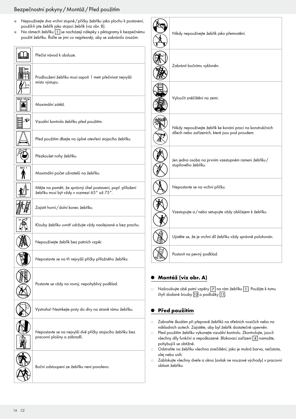 Bezpečnostní pokyny / montáž / před použitím | Powerfix Z29835 User Manual | Page 16 / 28