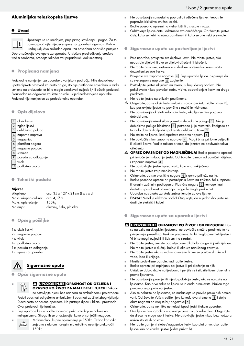 Uvod / sigurnosne upute | Powerfix Z29835 User Manual | Page 21 / 28