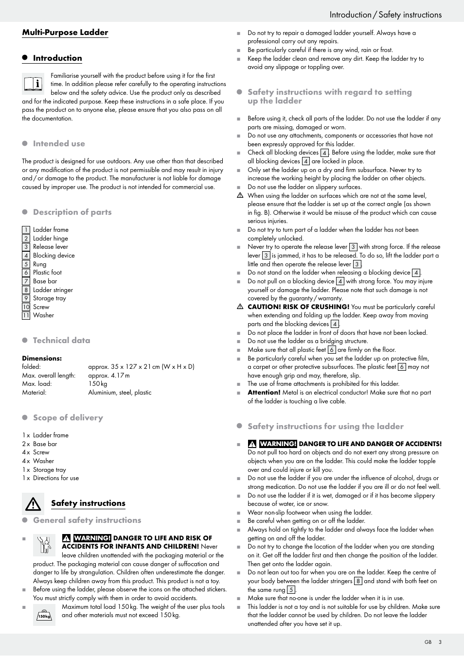 Introduction / safety instructions | Powerfix Z29835 User Manual | Page 3 / 28