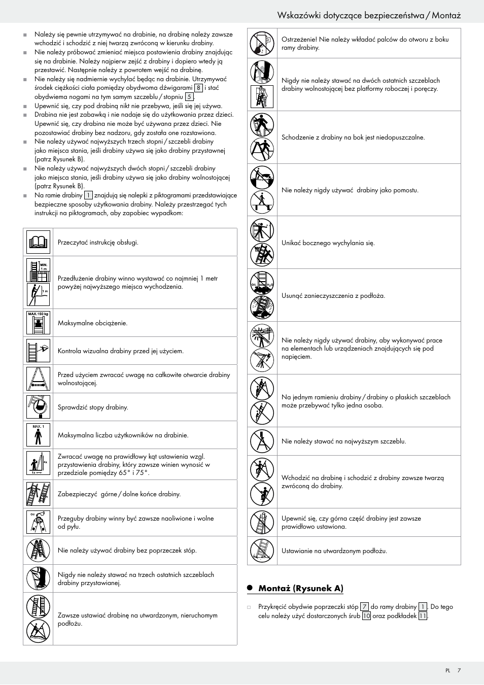 Wskazówki dotyczące bezpieczeństwa / montaż | Powerfix Z29835 User Manual | Page 7 / 28