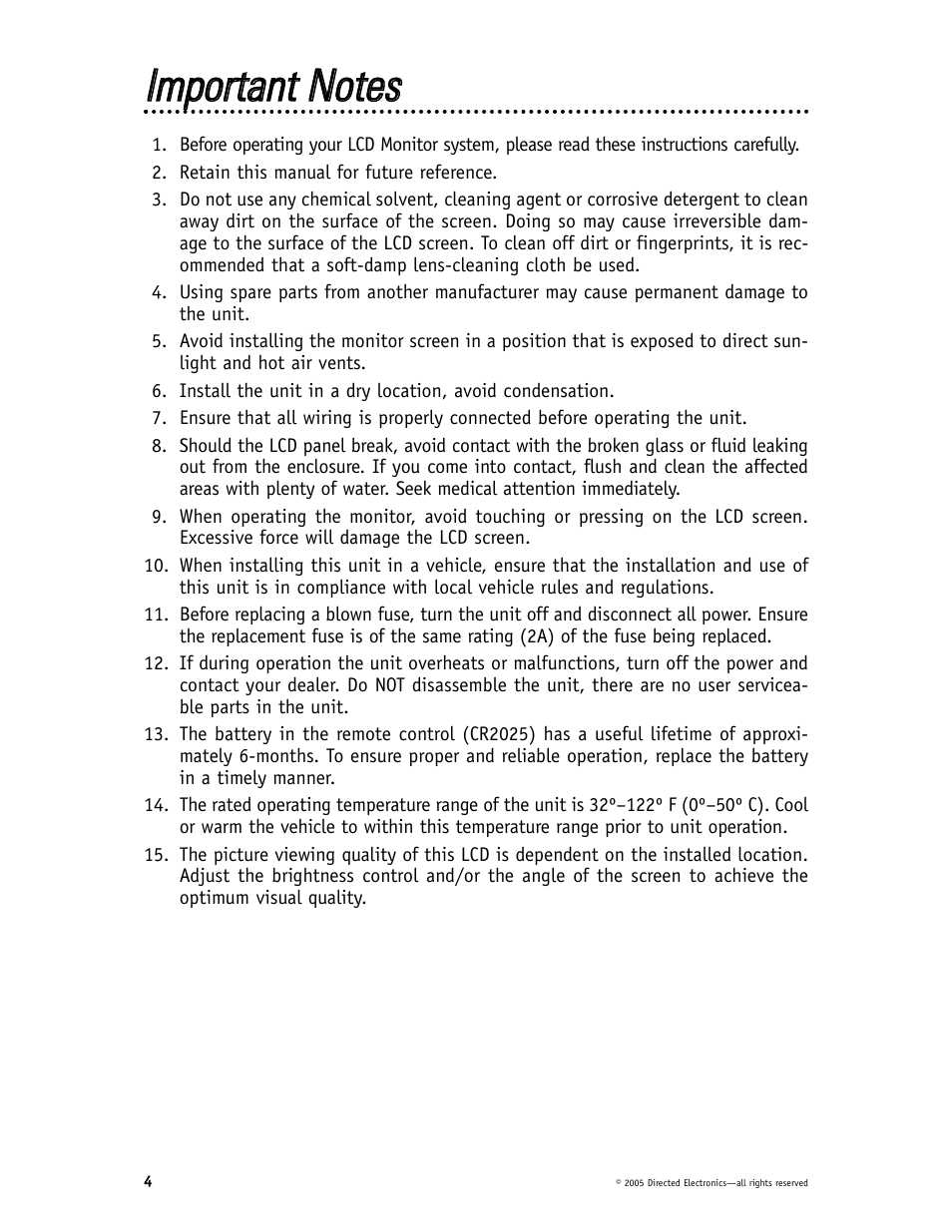Iim mppoorrttaanntt n nootteess | Directed Video HVM700 User Manual | Page 4 / 16