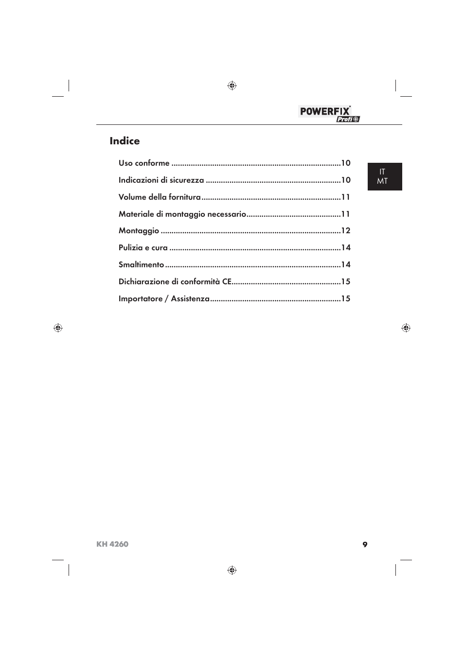 Indice, It mt | Powerfix KH 4260 User Manual | Page 10 / 41