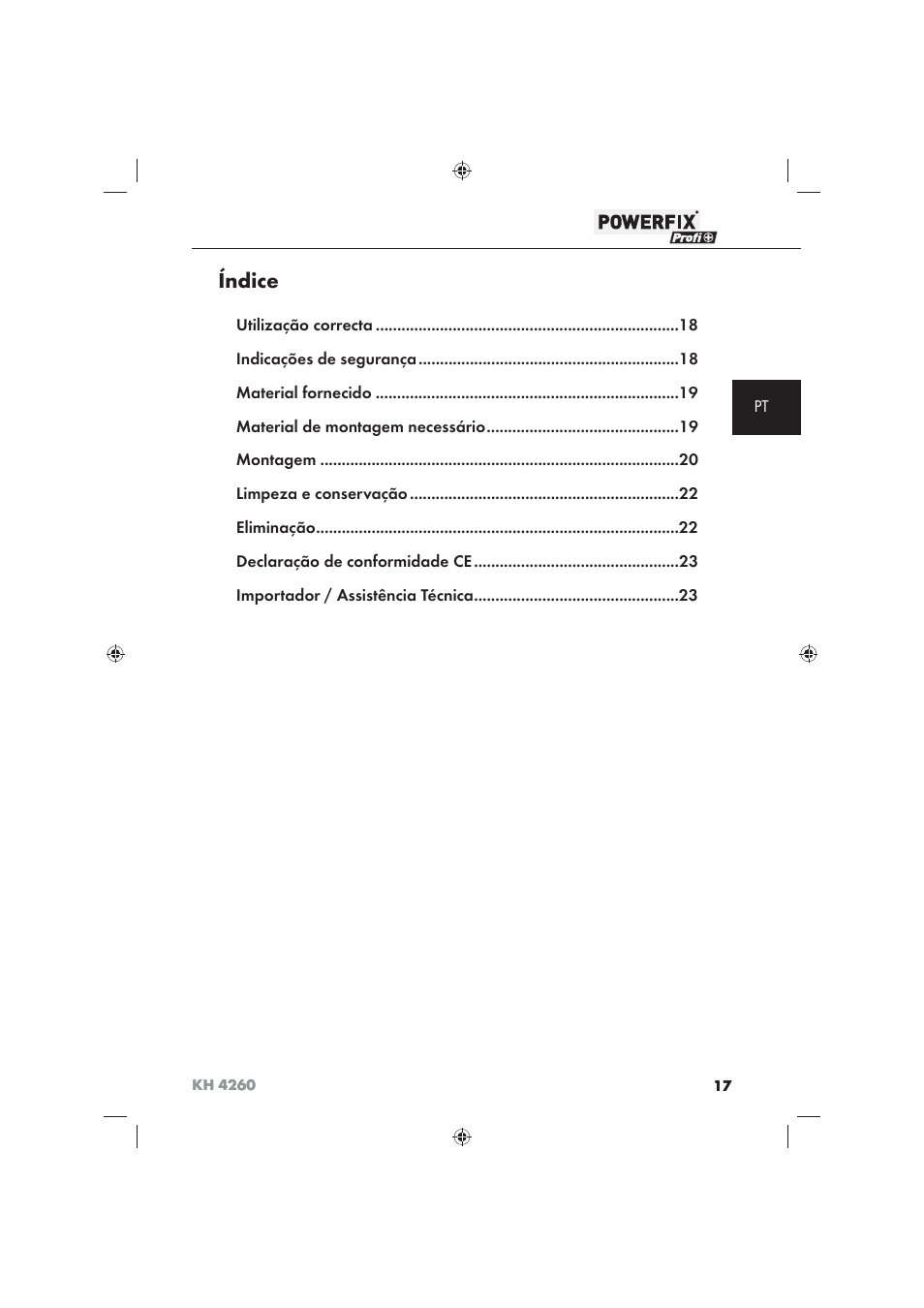 Índice | Powerfix KH 4260 User Manual | Page 18 / 41