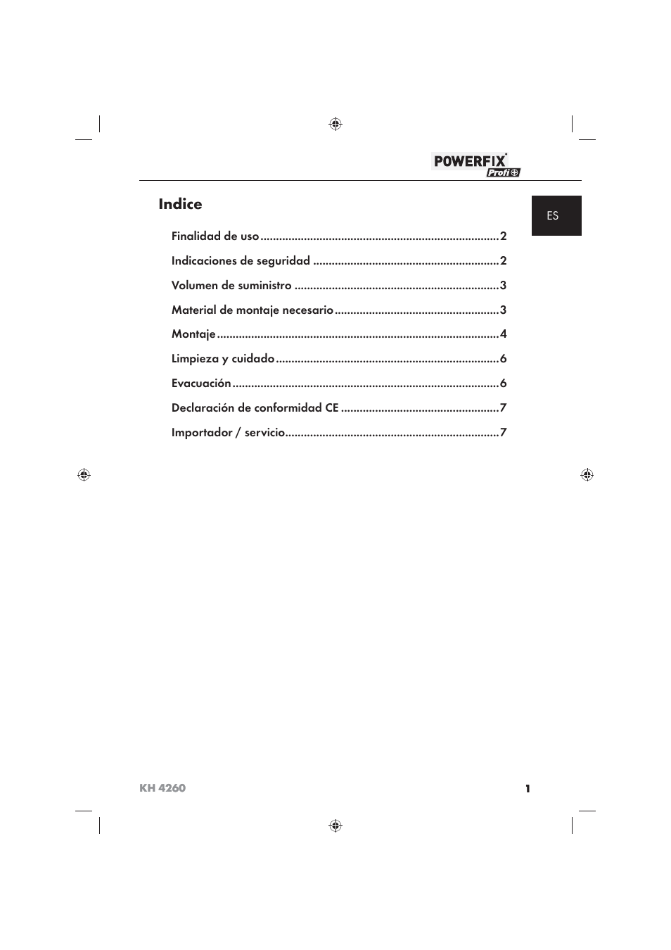 Indice | Powerfix KH 4260 User Manual | Page 2 / 41