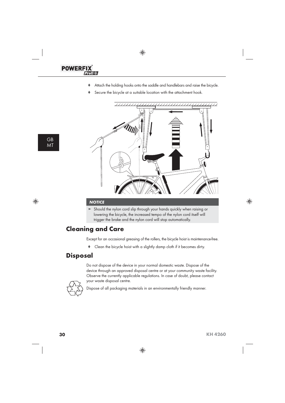 Cleaning and care, Disposal, Gb mt | Powerfix KH 4260 User Manual | Page 31 / 41