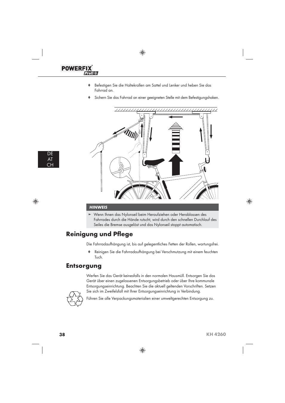 Reinigung und pﬂ ege, Entsorgung, De at ch | Powerfix KH 4260 User Manual | Page 39 / 41