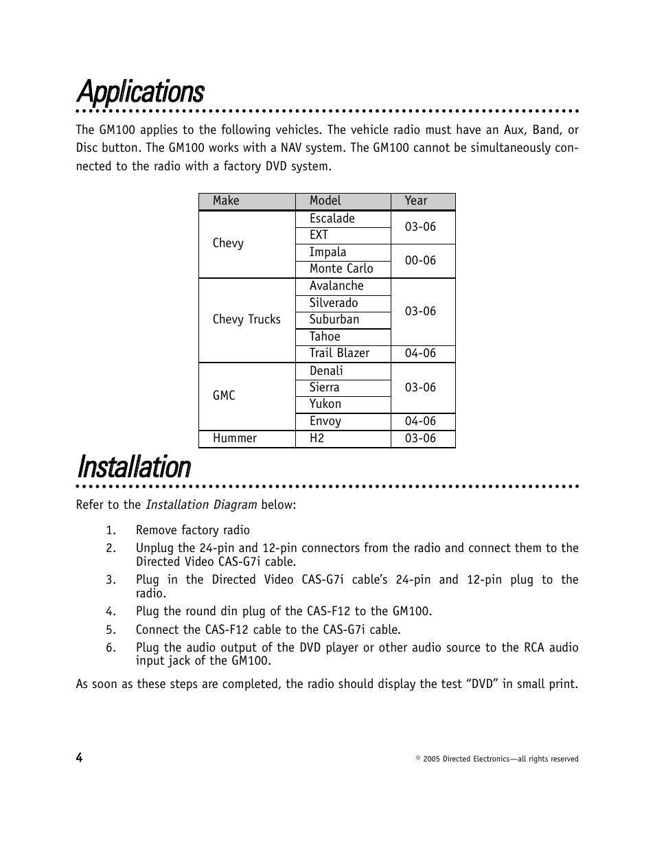 Directed Video GM100 User Manual | Page 4 / 8