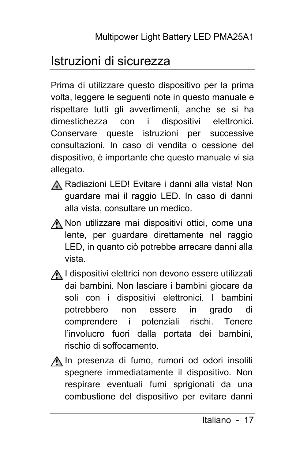 Istruzioni di sicurezza | Powerfix PMA25A1 User Manual | Page 18 / 68