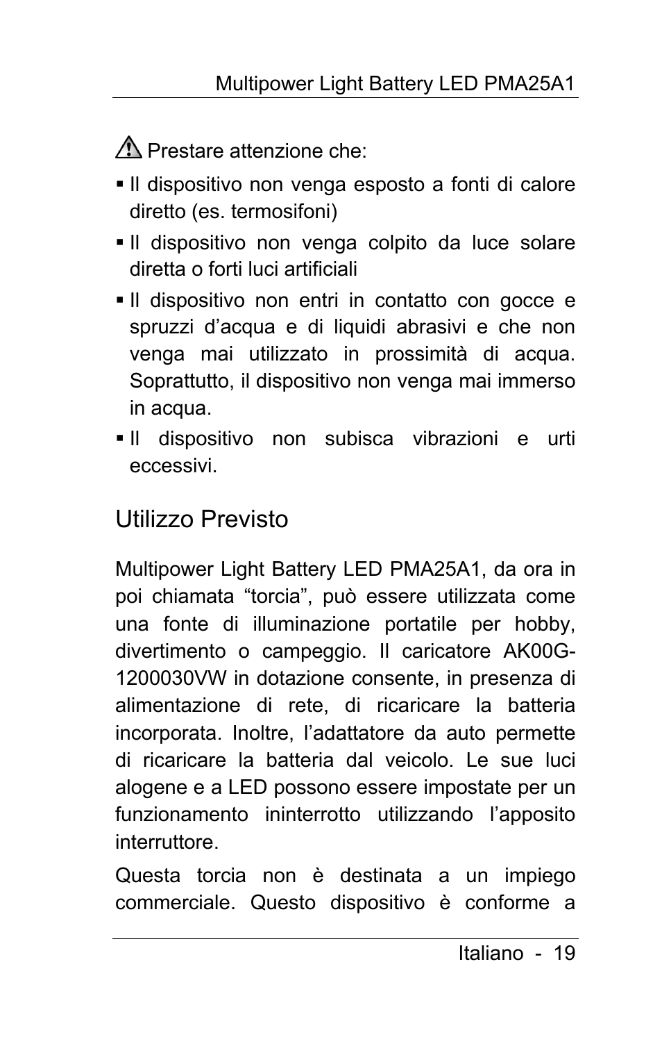 Utilizzo previsto | Powerfix PMA25A1 User Manual | Page 20 / 68