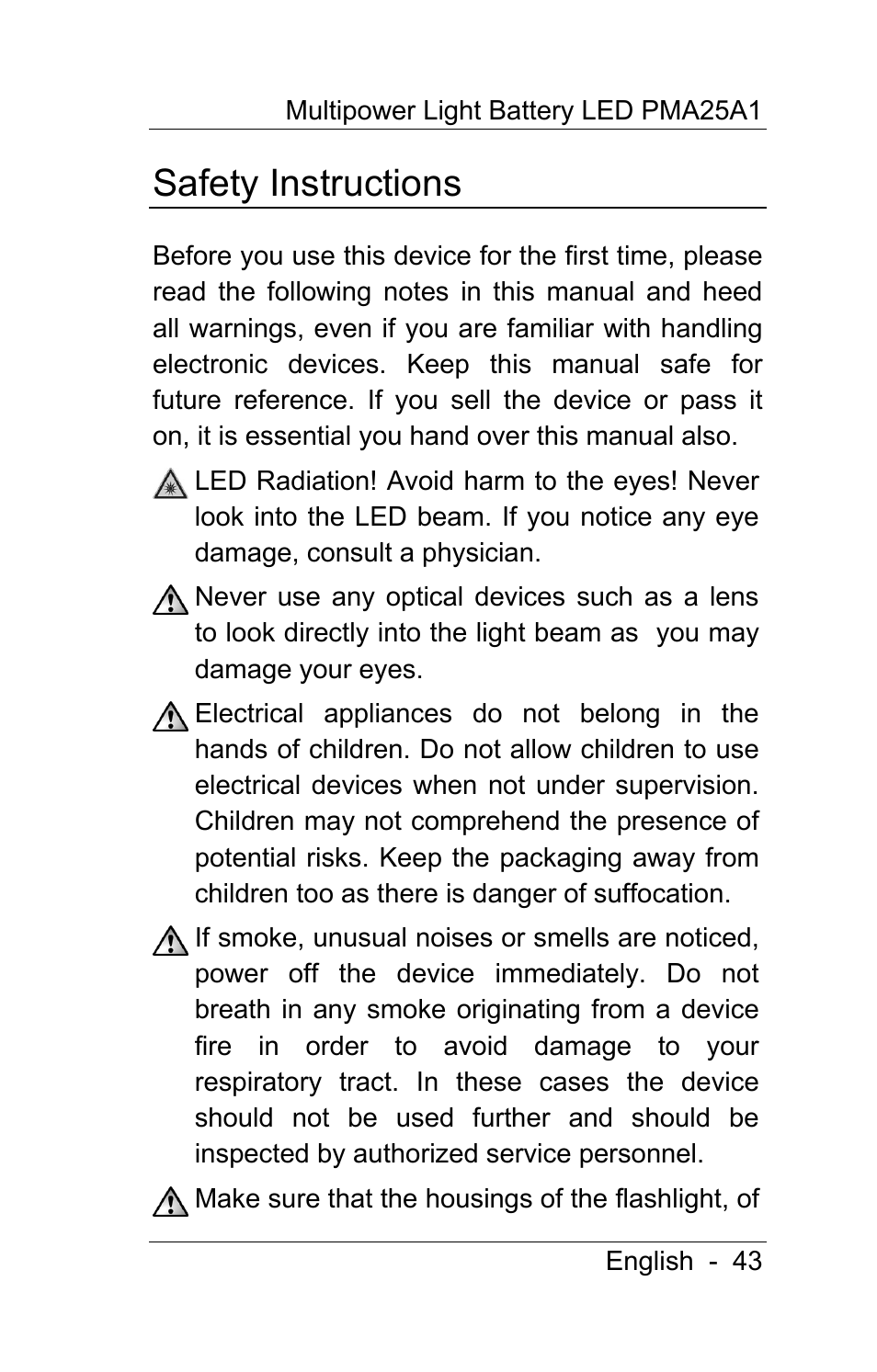 Safety instructions | Powerfix PMA25A1 User Manual | Page 44 / 68