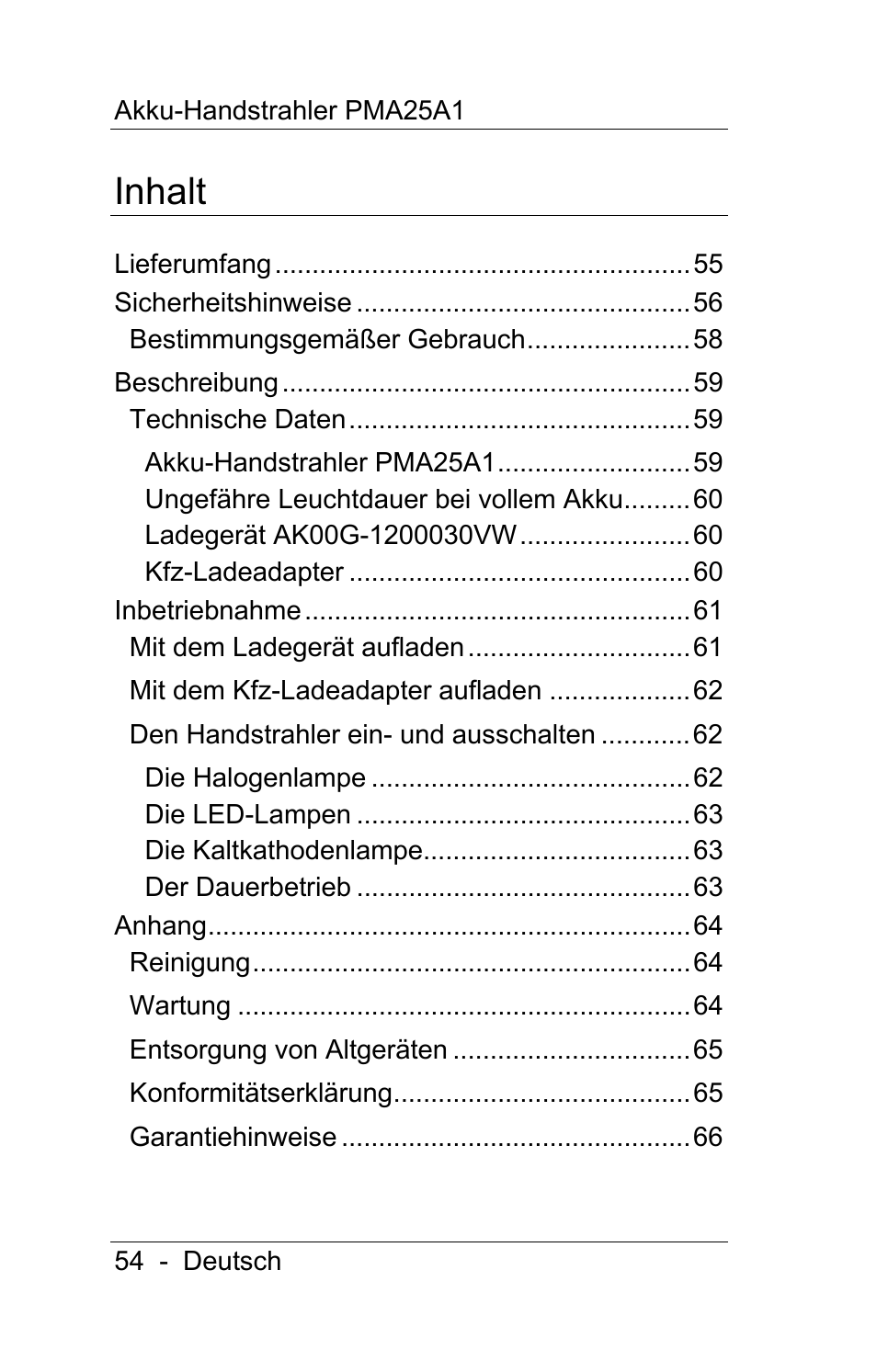 Inhalt | Powerfix PMA25A1 User Manual | Page 55 / 68