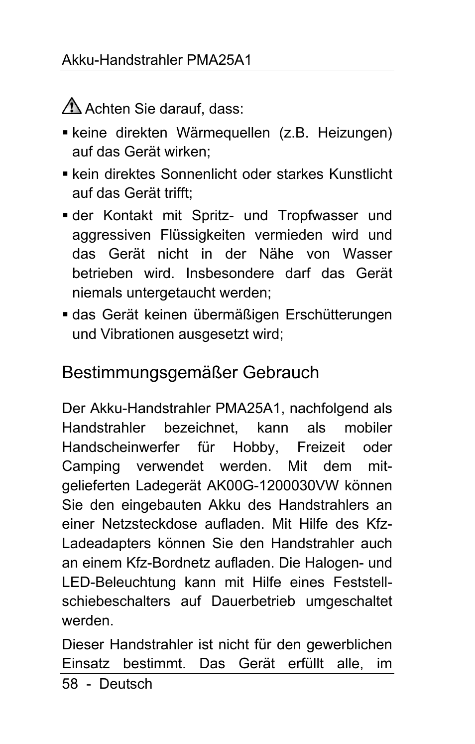 Bestimmungsgemäßer gebrauch | Powerfix PMA25A1 User Manual | Page 59 / 68