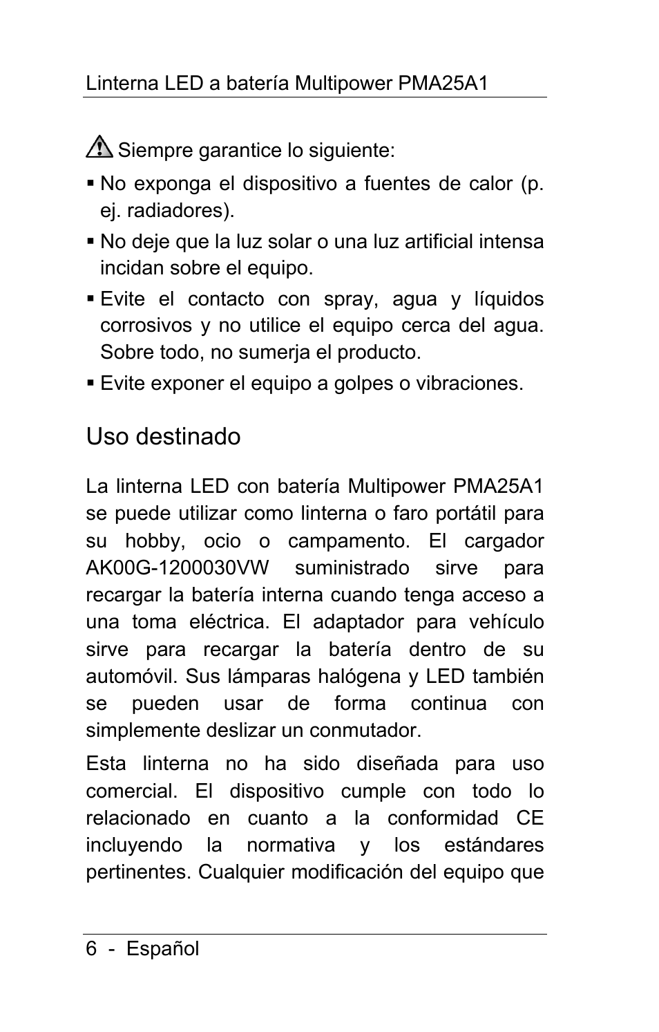 Uso destinado | Powerfix PMA25A1 User Manual | Page 7 / 68