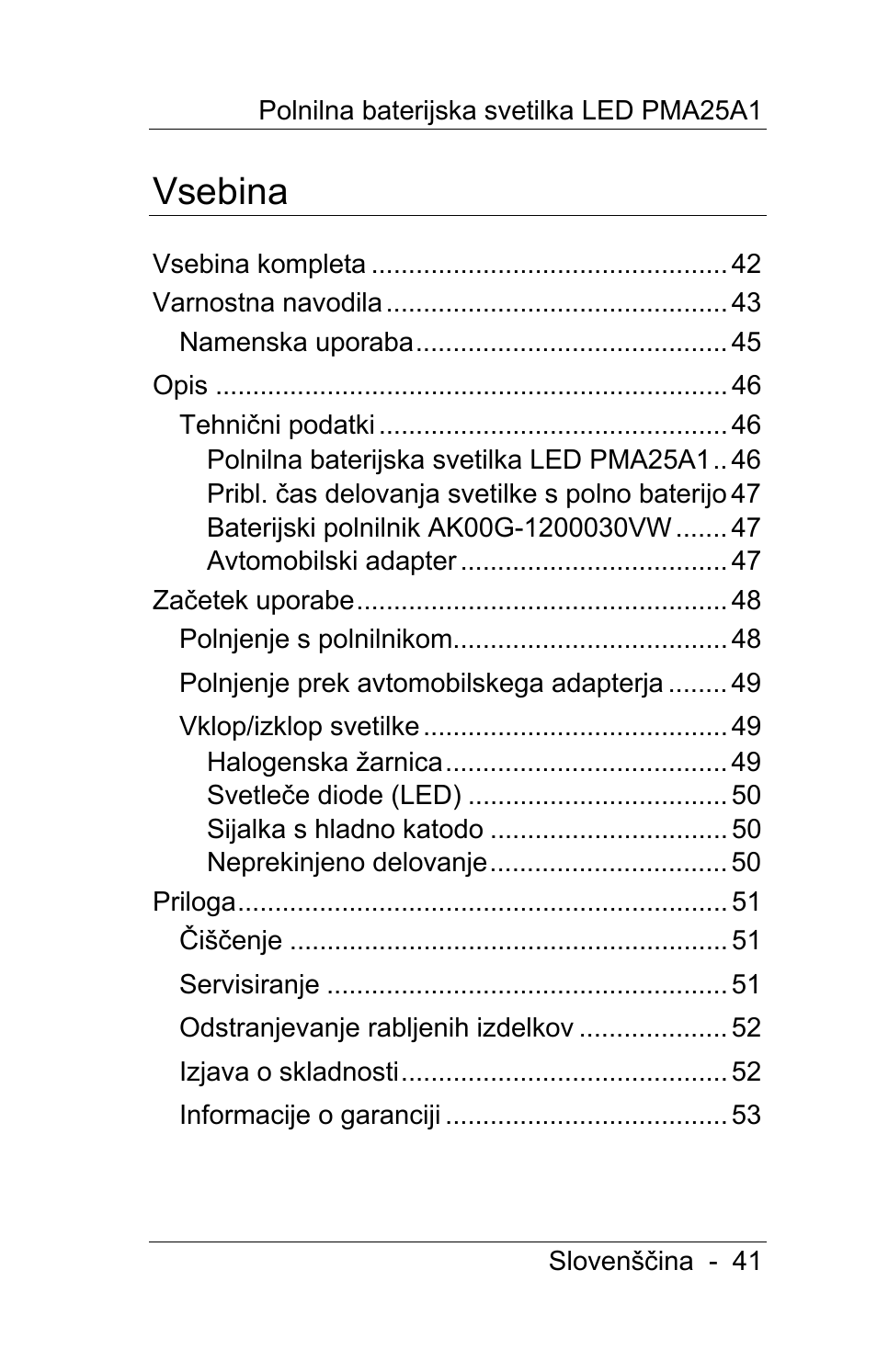 Vsebina | Powerfix PMA25A1 User Manual | Page 42 / 94