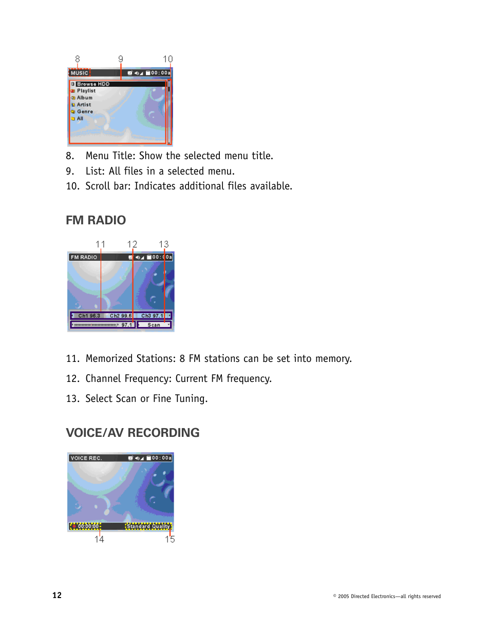 Directed Video Portable Media Player User Manual | Page 12 / 70