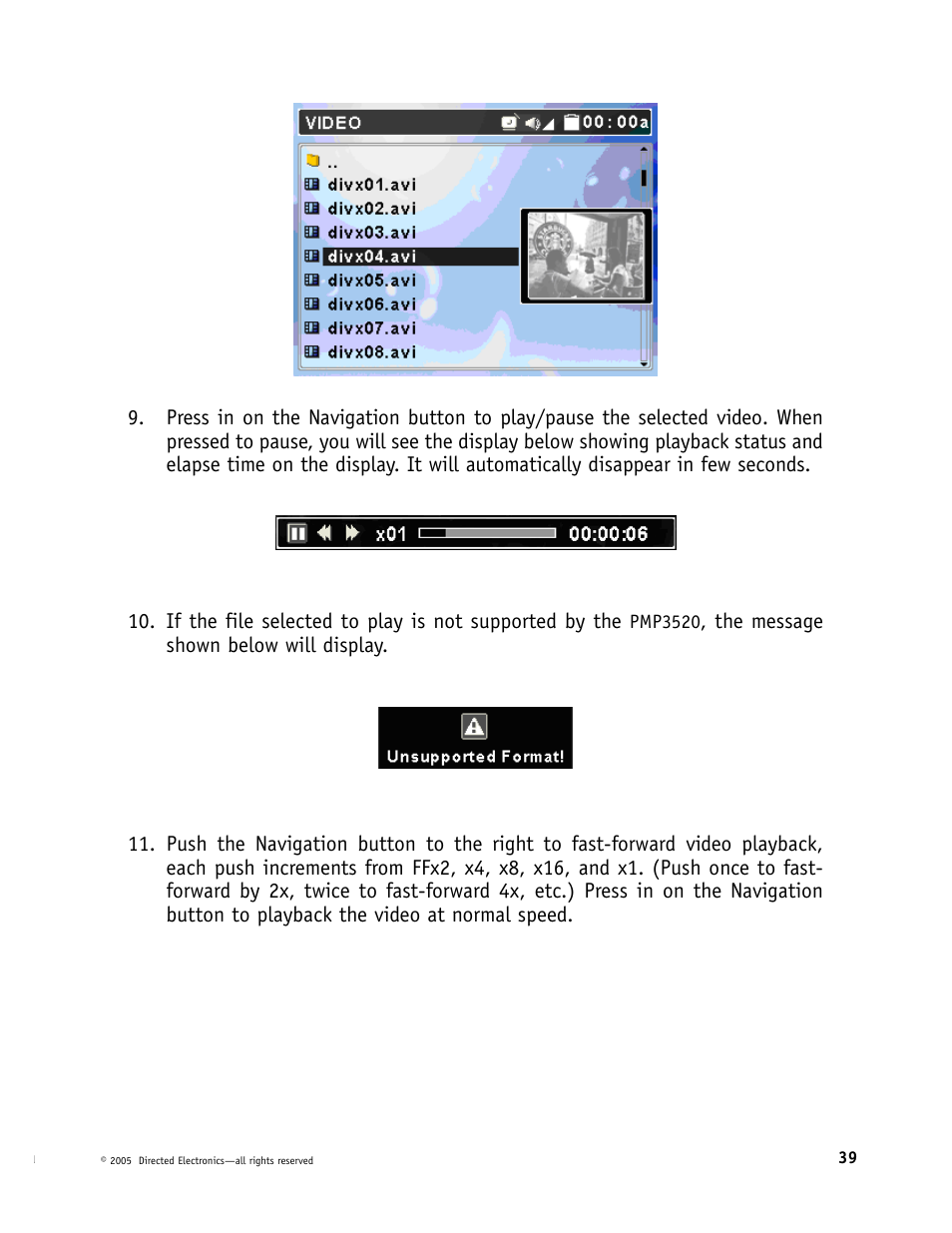 Directed Video Portable Media Player User Manual | Page 39 / 70