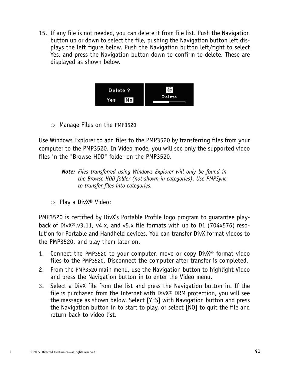 Directed Video Portable Media Player User Manual | Page 41 / 70