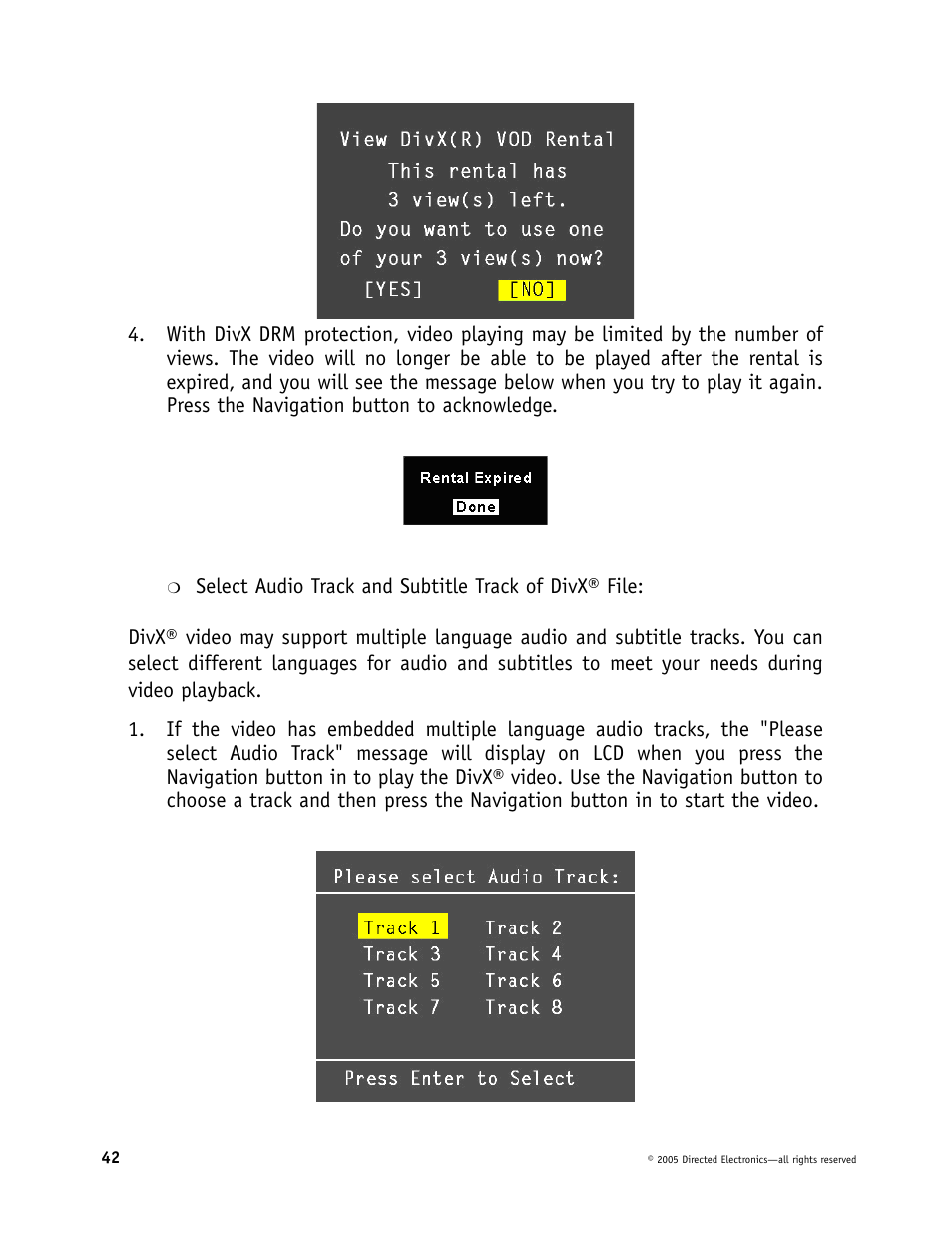Directed Video Portable Media Player User Manual | Page 42 / 70