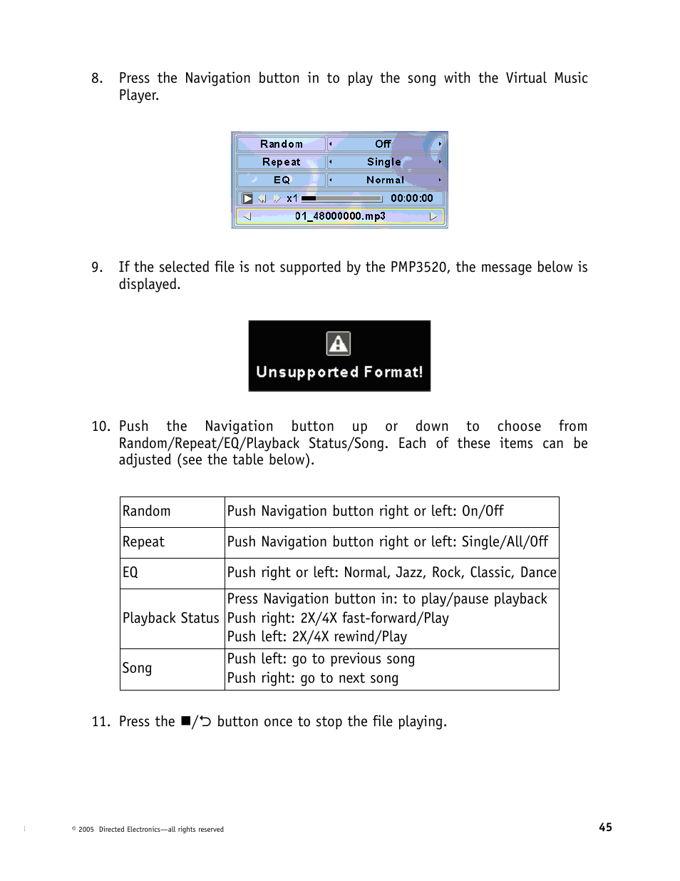 Directed Video Portable Media Player User Manual | Page 45 / 70