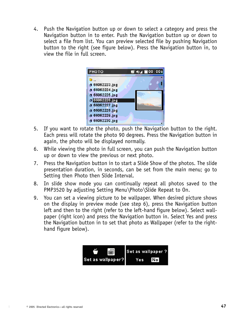 Directed Video Portable Media Player User Manual | Page 47 / 70