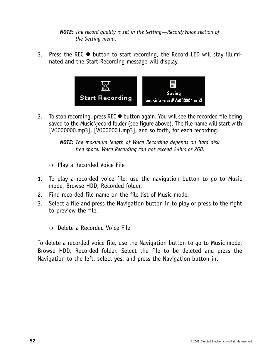 Directed Video Portable Media Player User Manual | Page 52 / 70