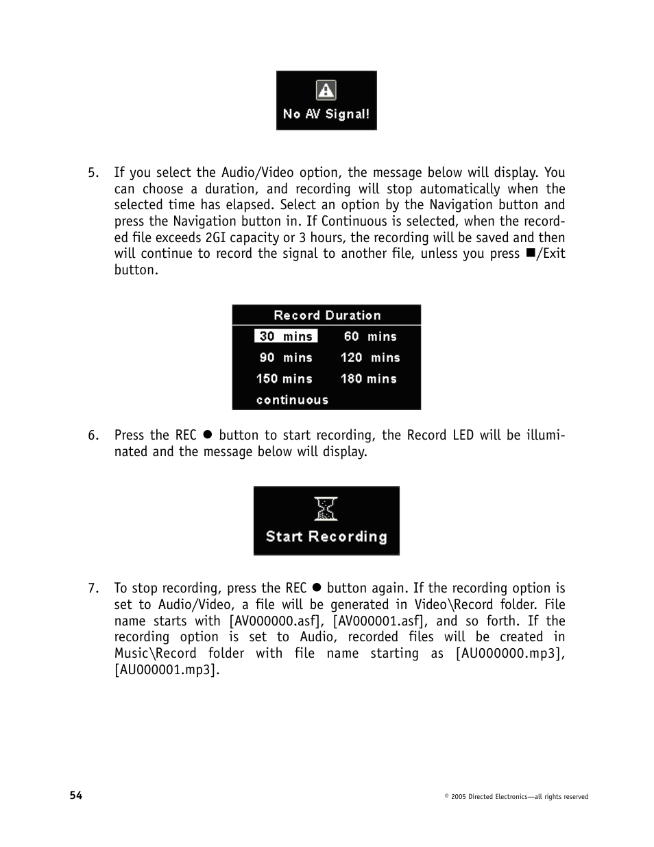 Directed Video Portable Media Player User Manual | Page 54 / 70