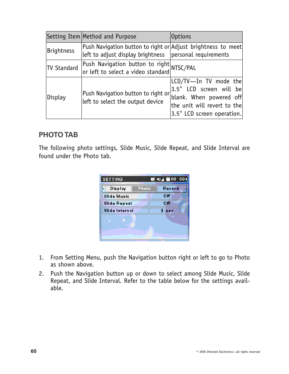 Directed Video Portable Media Player User Manual | Page 60 / 70