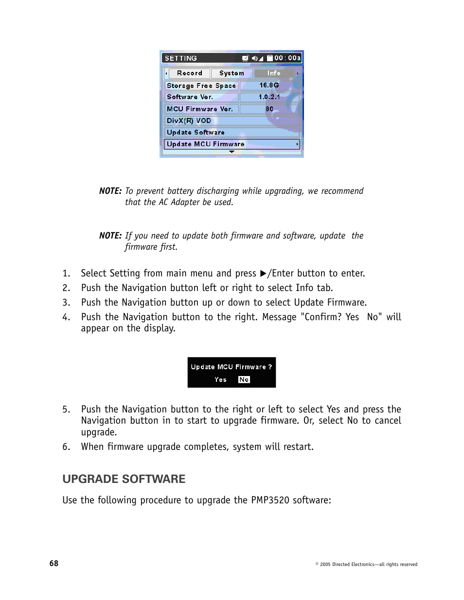 Directed Video Portable Media Player User Manual | Page 68 / 70