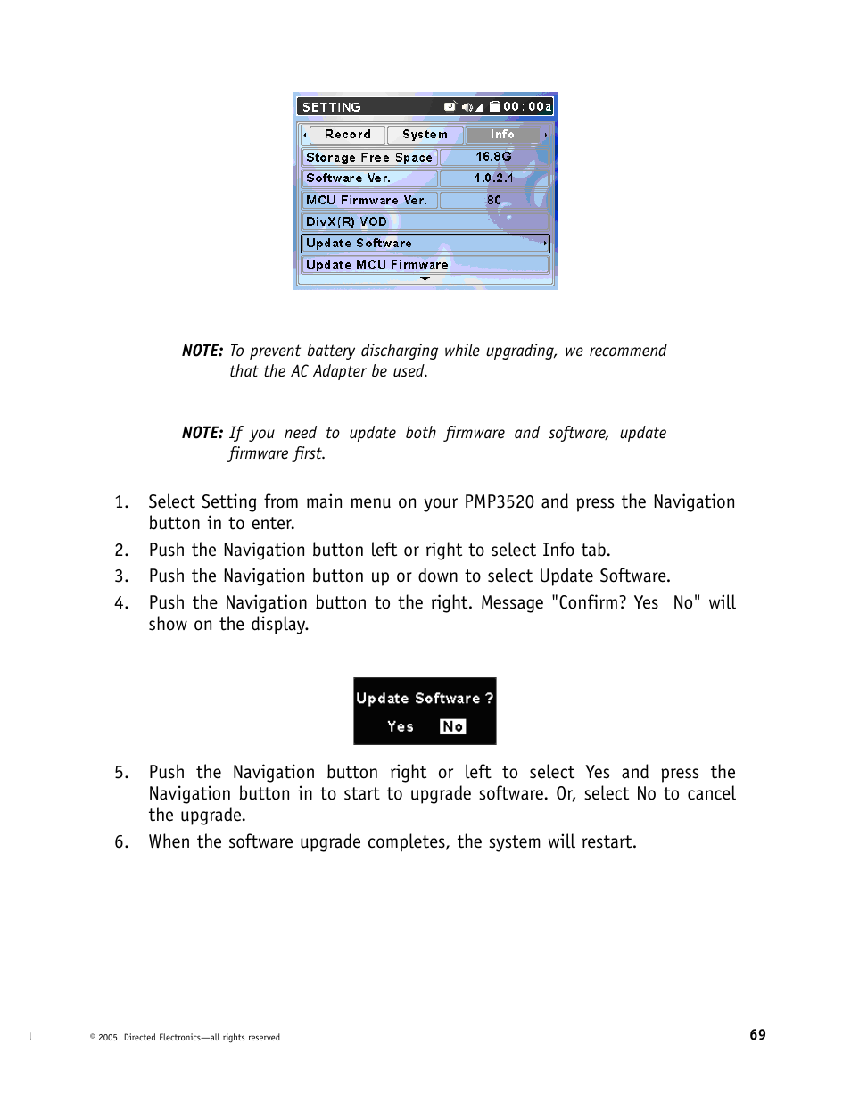 Directed Video Portable Media Player User Manual | Page 69 / 70