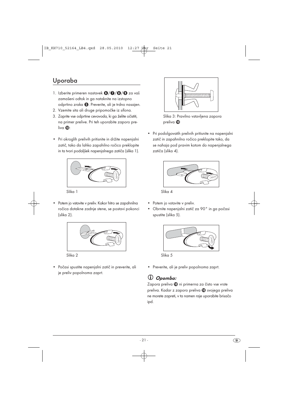 Uporaba, Opomba | Powerfix KH 710 User Manual | Page 23 / 49