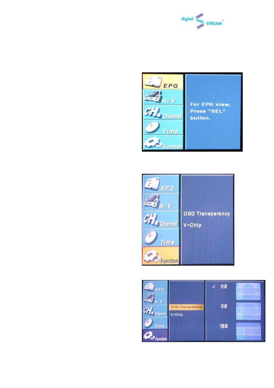21 setting up the osd transparency | Digital Stream DST-HD1100E User Manual | Page 39 / 49