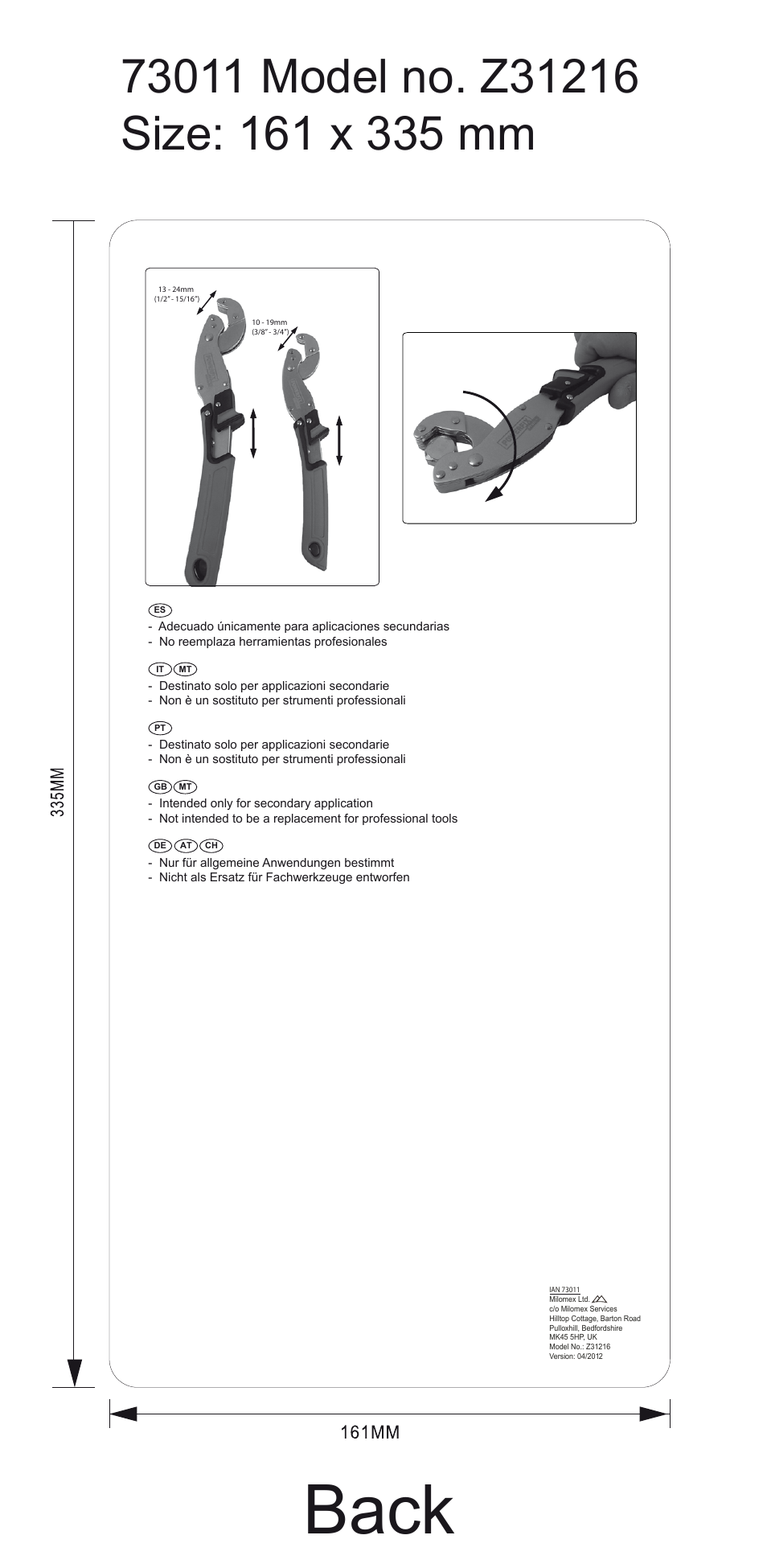 Powerfix Z31216 User Manual | 1 page