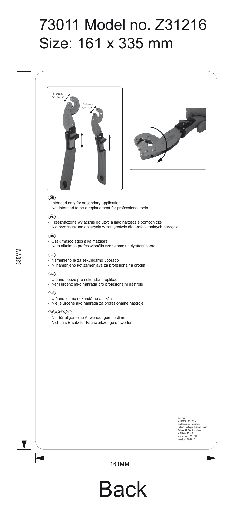 Powerfix Z31216 User Manual | 1 page