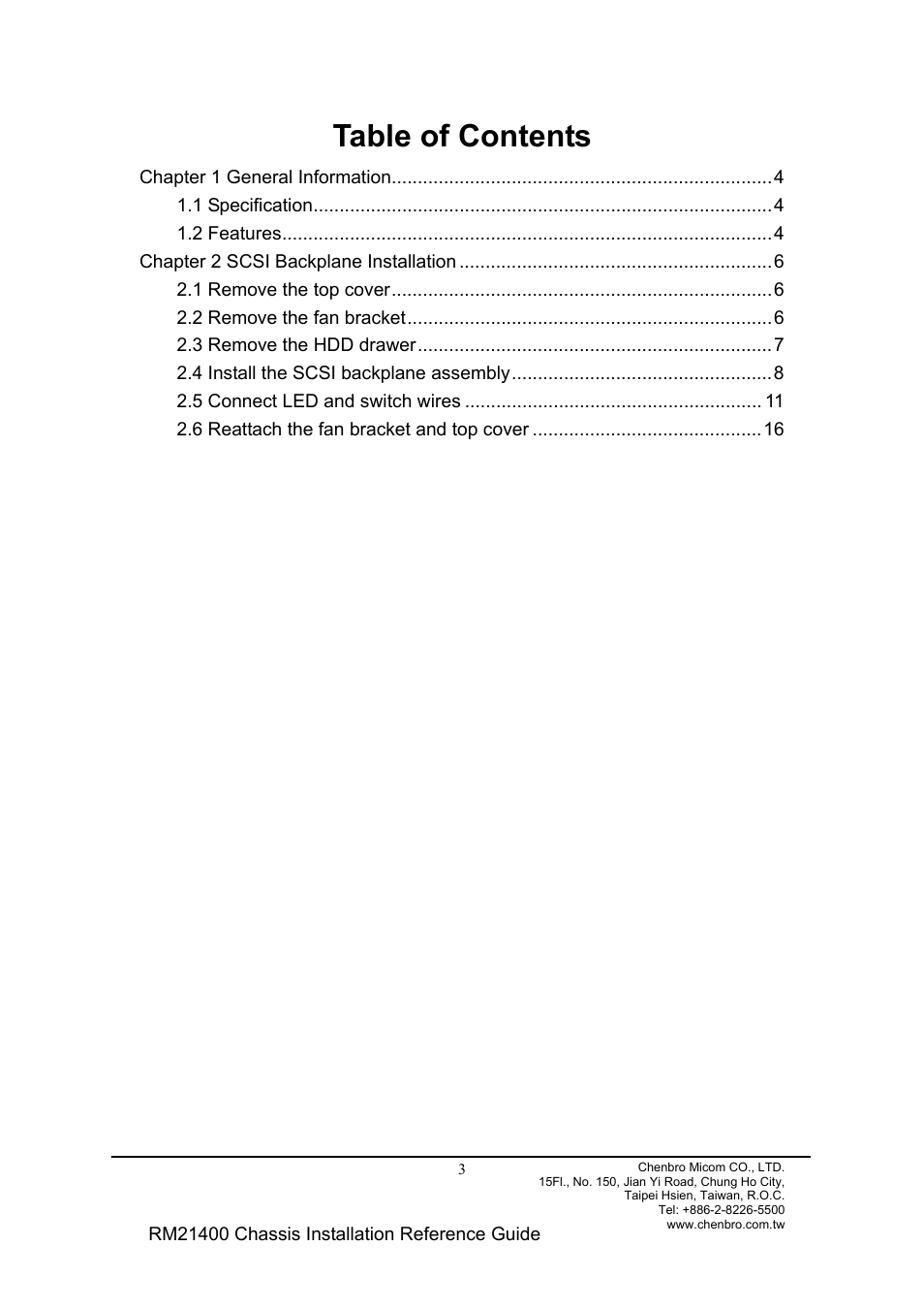 Chenbro Chassis RM21400 User Manual | Page 3 / 17