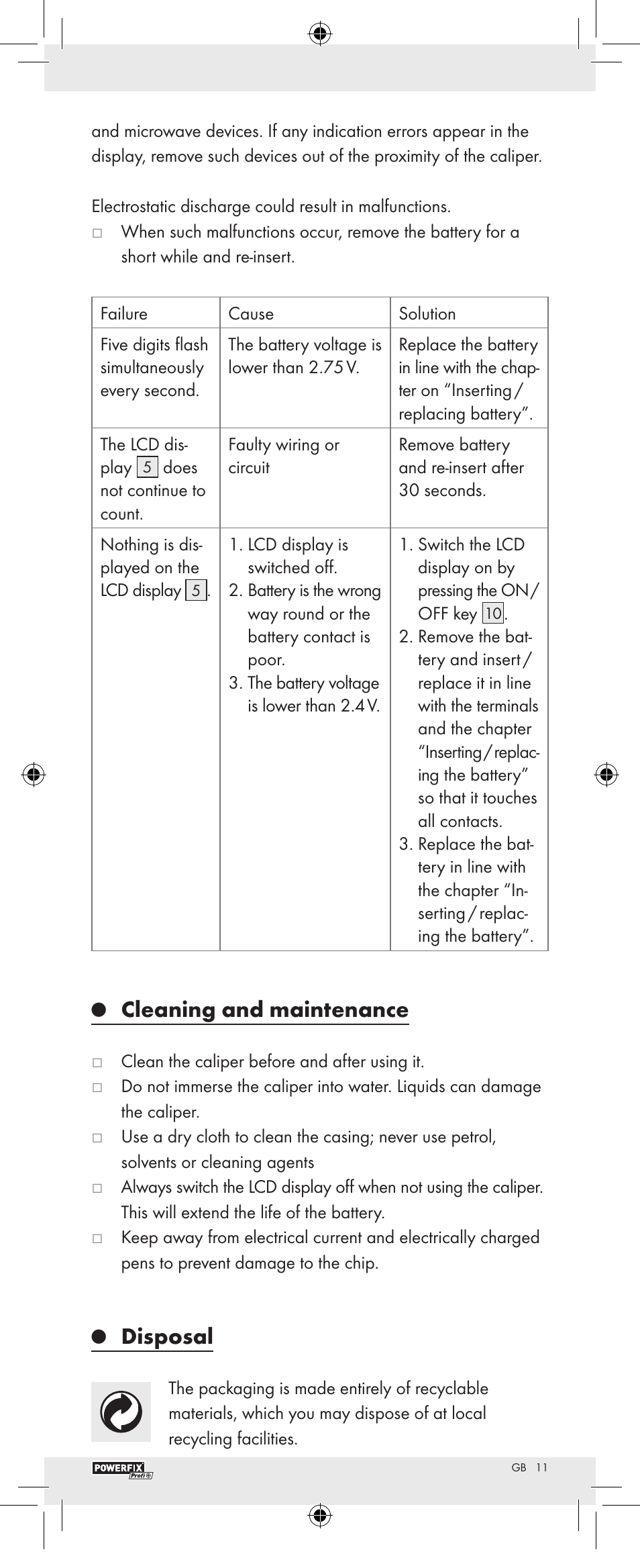 Cleaning and maintenance, Disposal | Powerfix Z22855 User Manual | Page 13 / 62